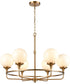 Beverly Hills 6-Light Chandelier Satin Brass/White Feathered Glass