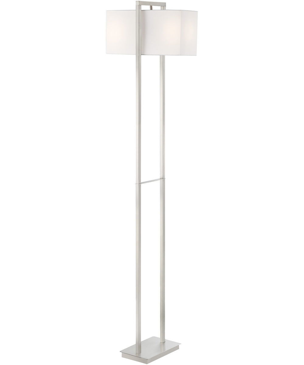 Caitlin 2-Light Floor Lamp Brushed Nickel/White Fabric Shade