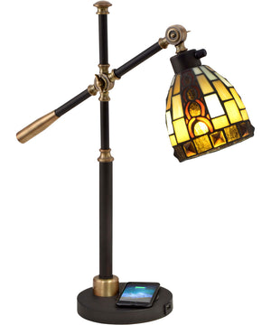 Baroque Tiffany Accent Lamp With Wireless/Usb Charger