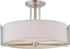 18"W Gemini 3-Light Close-to-Ceiling Brushed Nickel