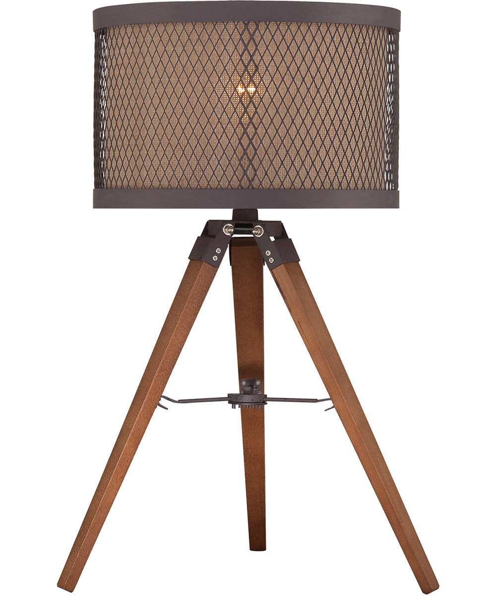 Macyn 1-Light Table Lamp Aged Rust/Metal Net Shade/Inner Fabric