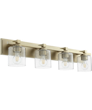 33"W 4-light Bath Vanity Light Aged Brass w/ Clear/Seeded