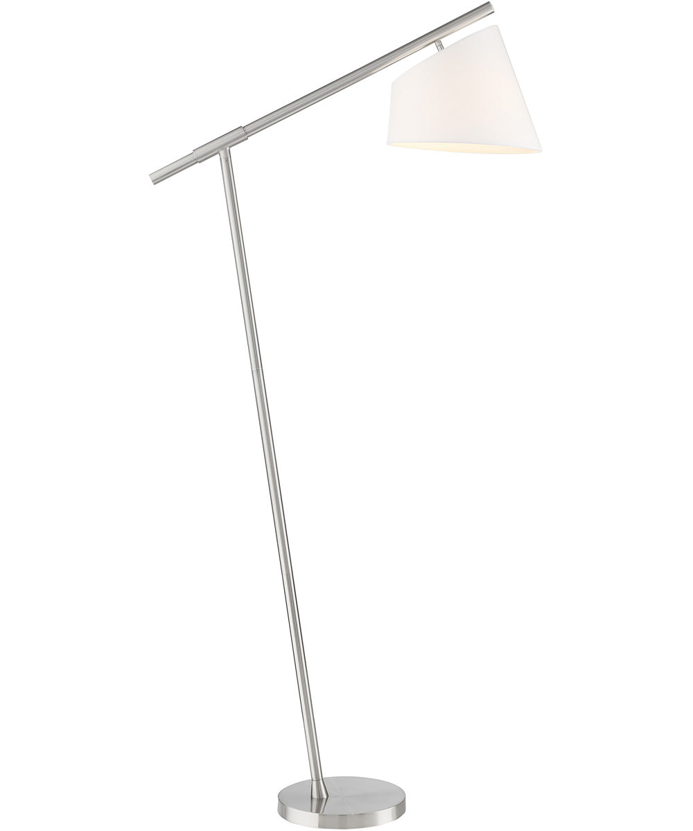 Julian 1-Light Floor Lamp Brushed Nickel/White Fabric Shade