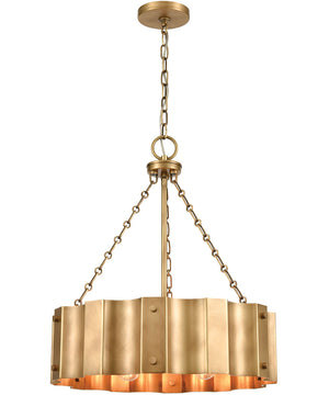 Clausten 4-Light Chandelier Natural Brass/Natural Brass Metal Shade