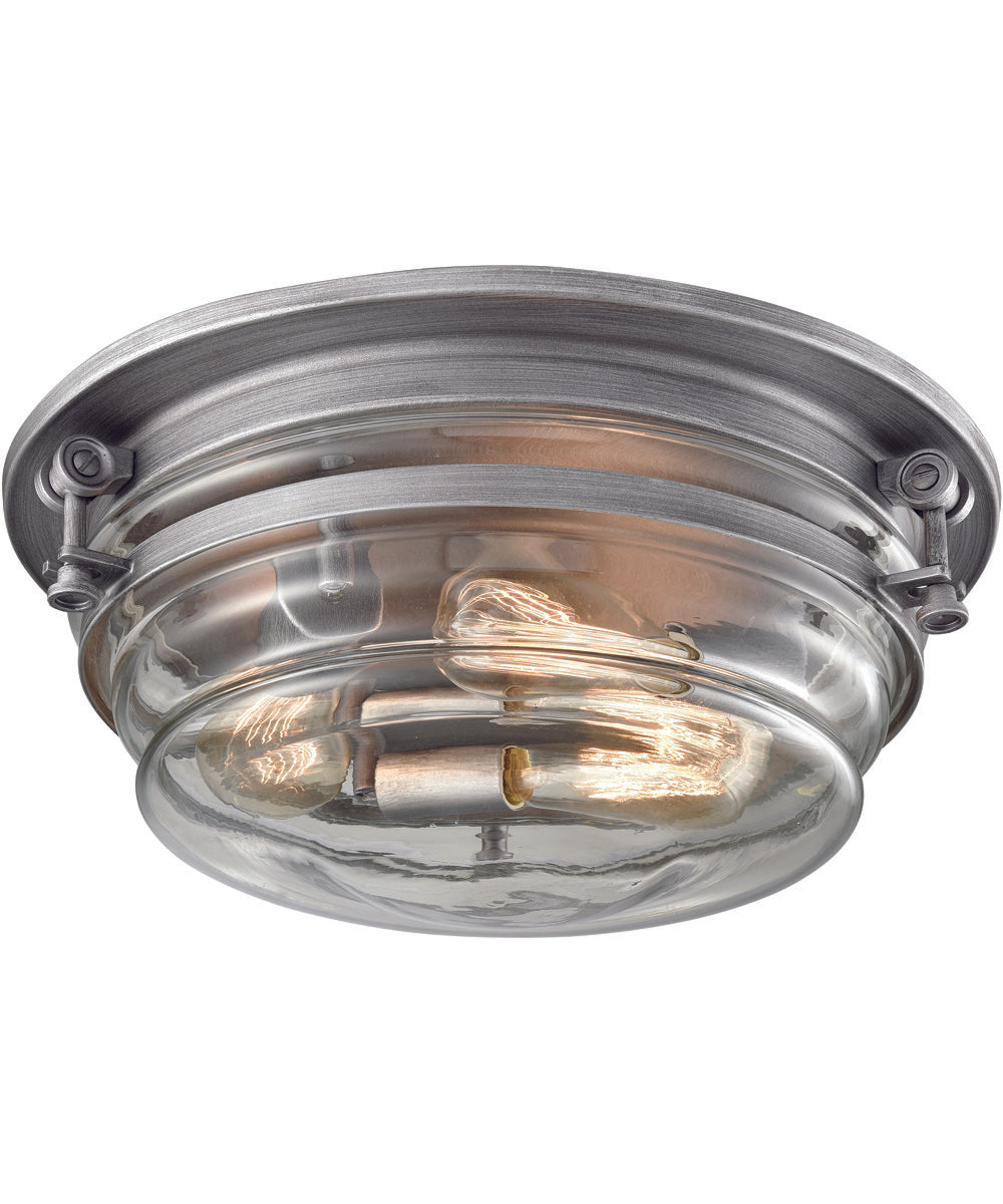 Riley 15'' Wide 3-Light Flush Mount - Weathered Zinc