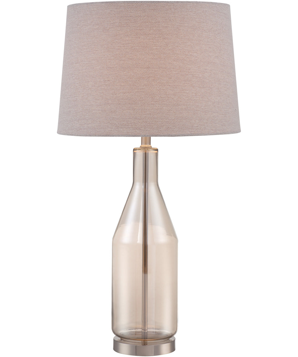 Basir 1-Light Table Lamp Glass Body/Linen Fabric Shade