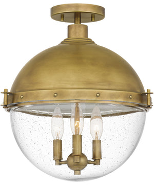 Perrine 3-light Semi Flush Mount Weathered Brass