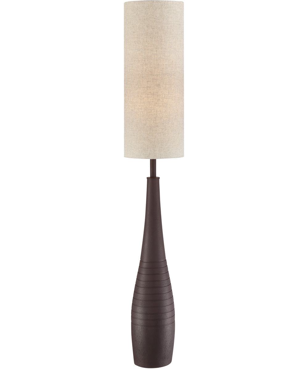 Clayman 1-Light Floor Lamp Black/Linen Fabric Shade