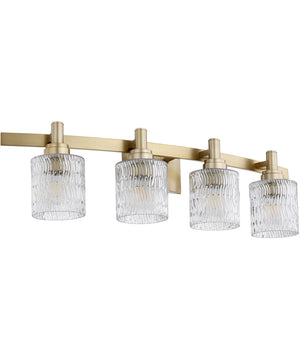 Stadium 4-light Bath Vanity Light Aged Brass