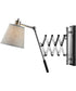 Caprilla 1-Light Extendable Wall Lamp Brushed Nickel/Black/L.Grey Fabric Shade