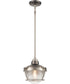 Seaway Passage 1-Light Mini Pendant Black Nickel/Satin Nickel/Clear Ribbed Glass