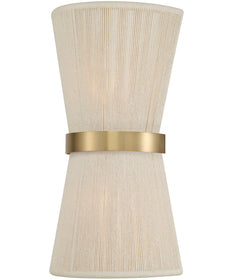 Cecilia 2-Light Sconce Bleached Natural Rope and Patinaed Brass