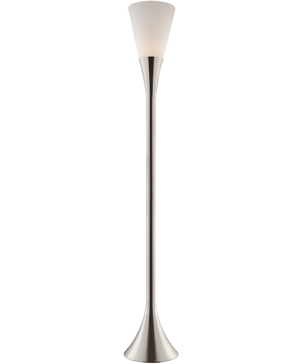 Willes 1-Light Floor Lamp Brushed Nickel/Frost Glass Shade