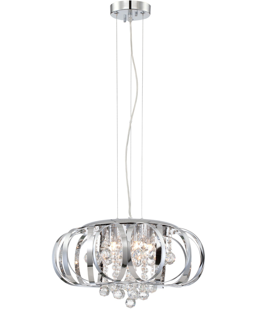 Creola 5-Light Pendant Chrome Metal Frame/Crystal Deco.