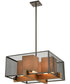 Crossbeam 4-Light Chandelier Oil Rubbed Bronze/Medium Oak/Dark Beige Fabric Shades