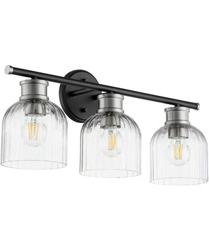 Monarch 3-light Bath Vanity Light Noir w/ Satin Nickel