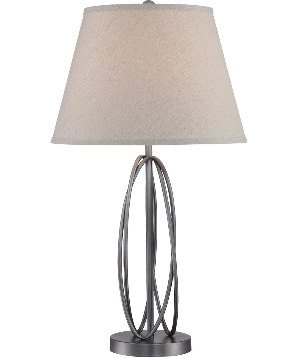 Sandra 1-Light Table Lamp Aged Gun Metal/L.Beige Fabric Shade