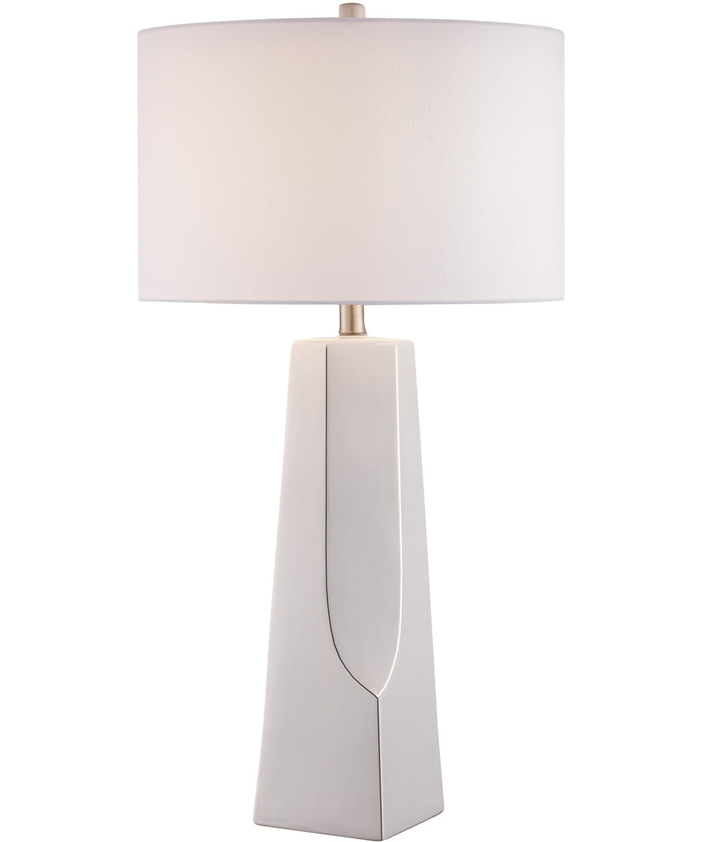 Tyrell 1-Light Table Lamp White Ceramichrome/ White Fabric Shade