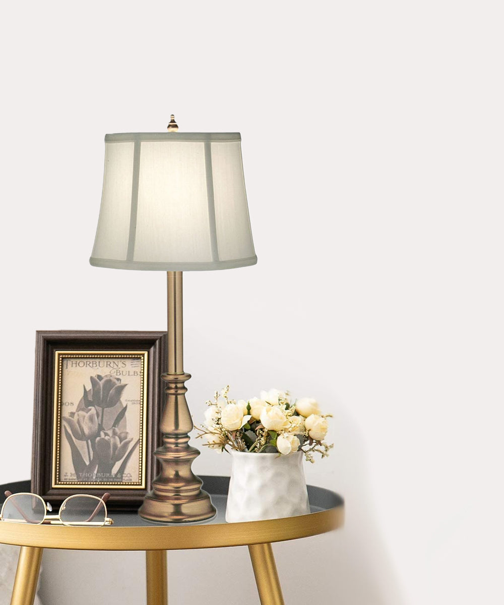 Stiffel Ivory Shadow Antique Brass Table Lamp 