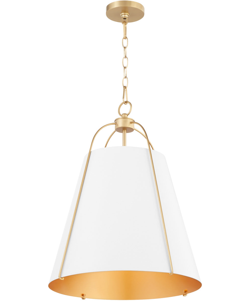 3-light Pendant Studio White w/ Aged Brass