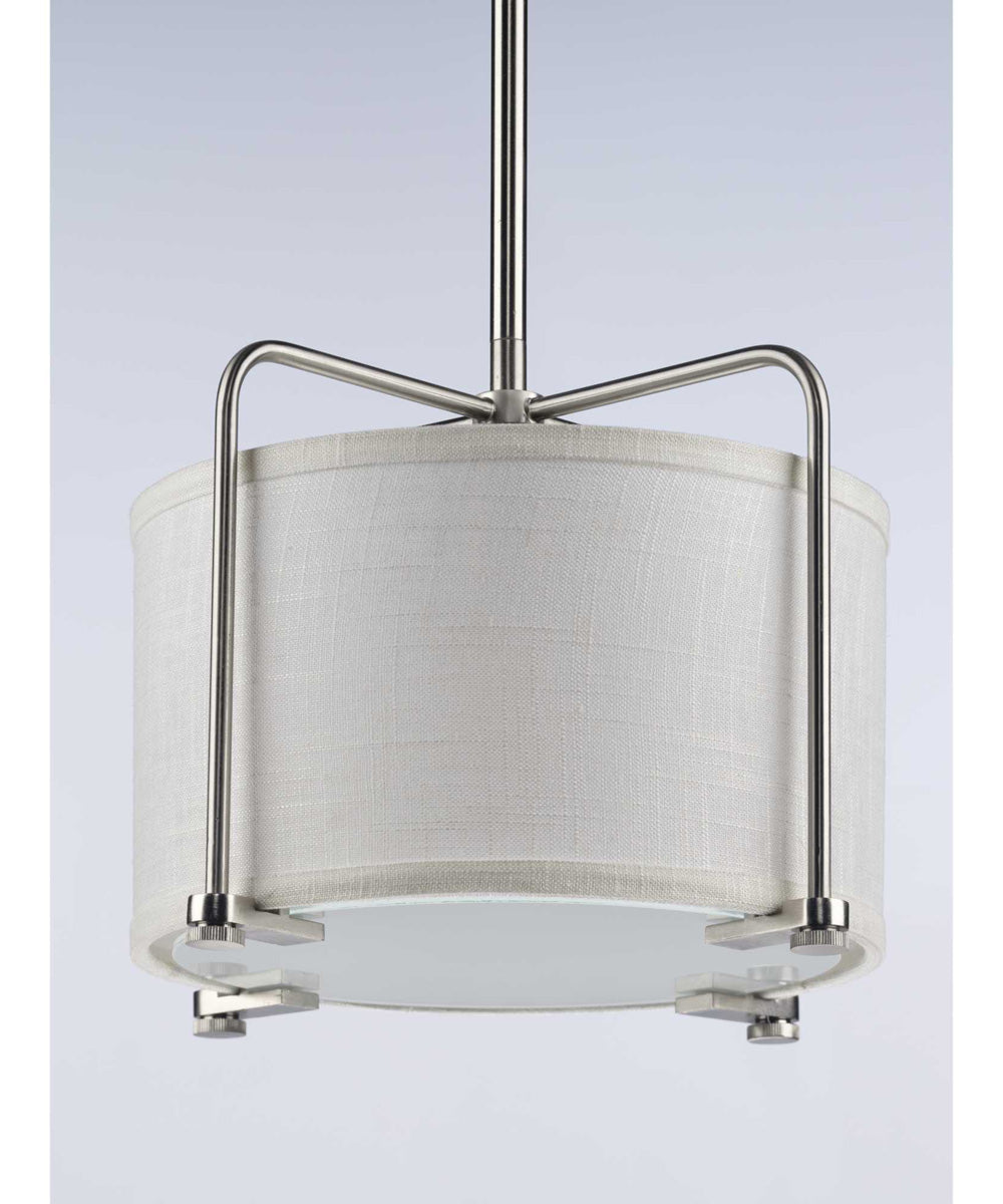 Kempsey 1-Light Summer Linen Shade Farmhouse Pendant Light Brushed Nickel