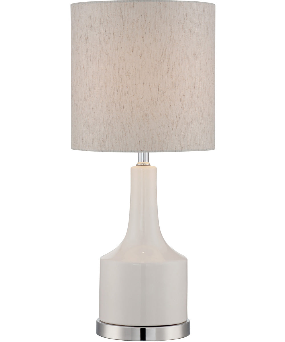 Ruana 1-Light Table Lamp White/Linen Fabric Shade