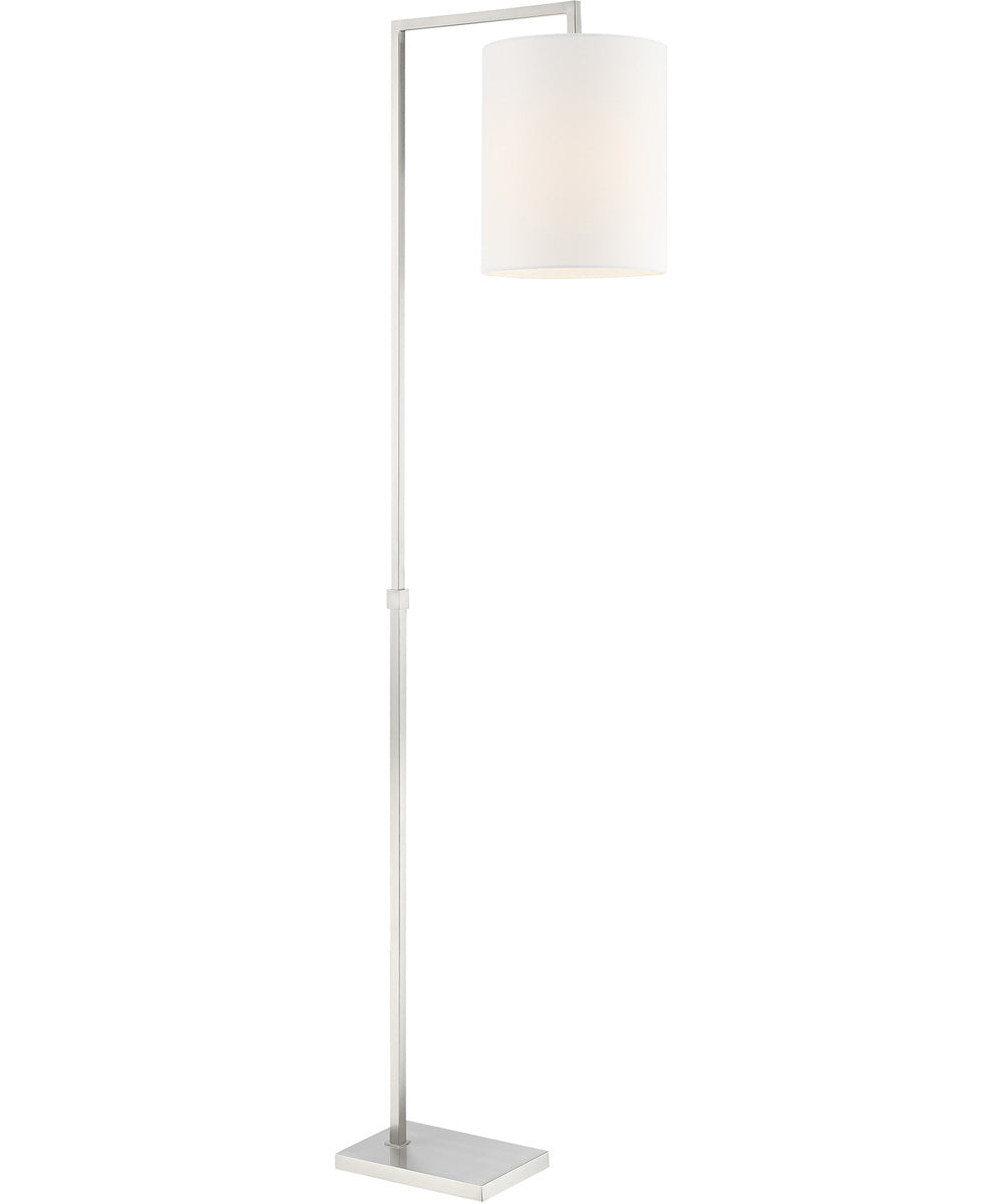 Mori 1-Light Floor Lamp Brushed Nickel/White Linen Fabric