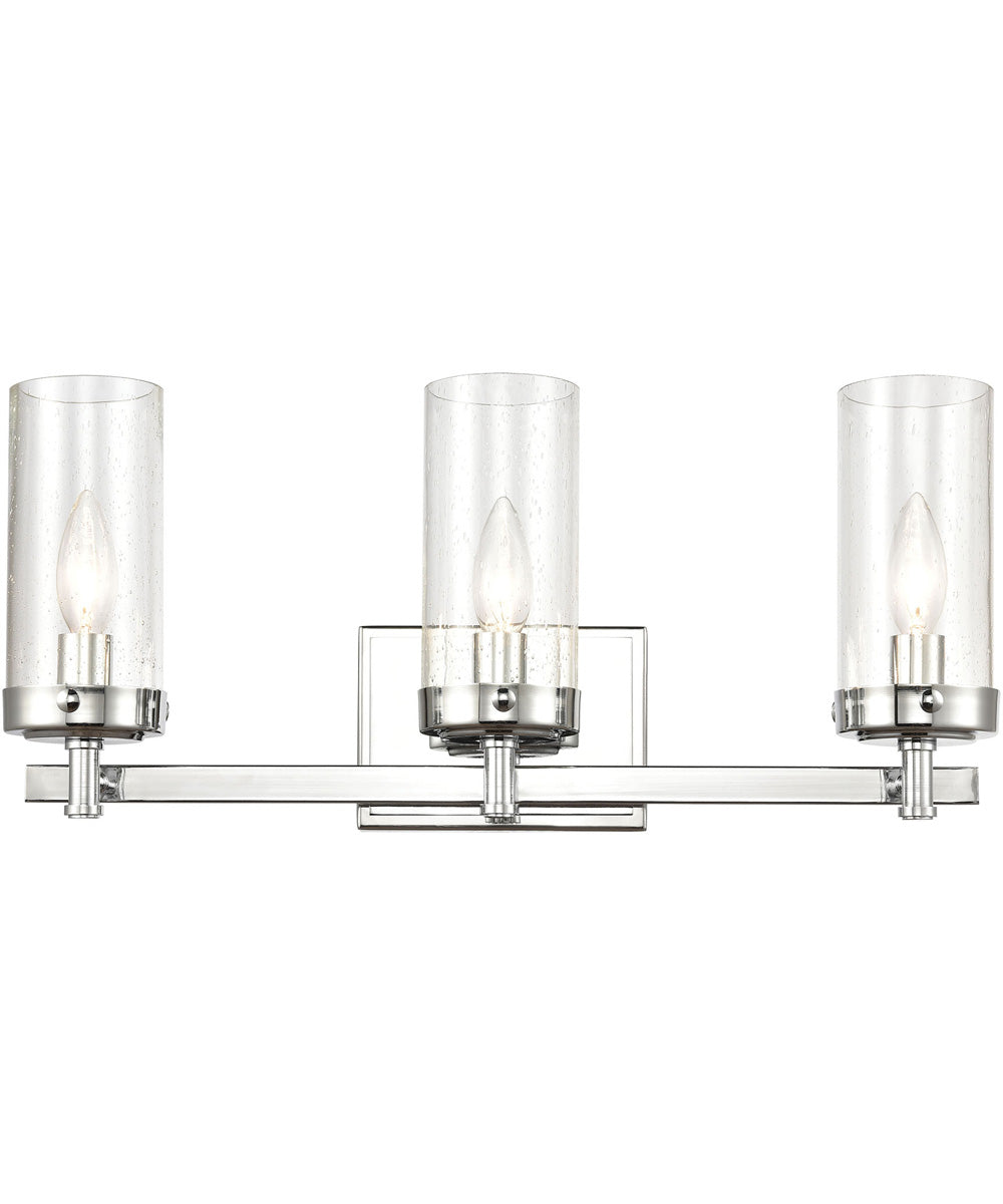 Melinda 3-Light Vanity-Light Polished Chrome/Seedy Glass