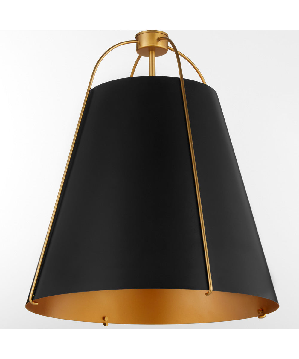 3-light Pendant Matte Black w/ Aged Brass