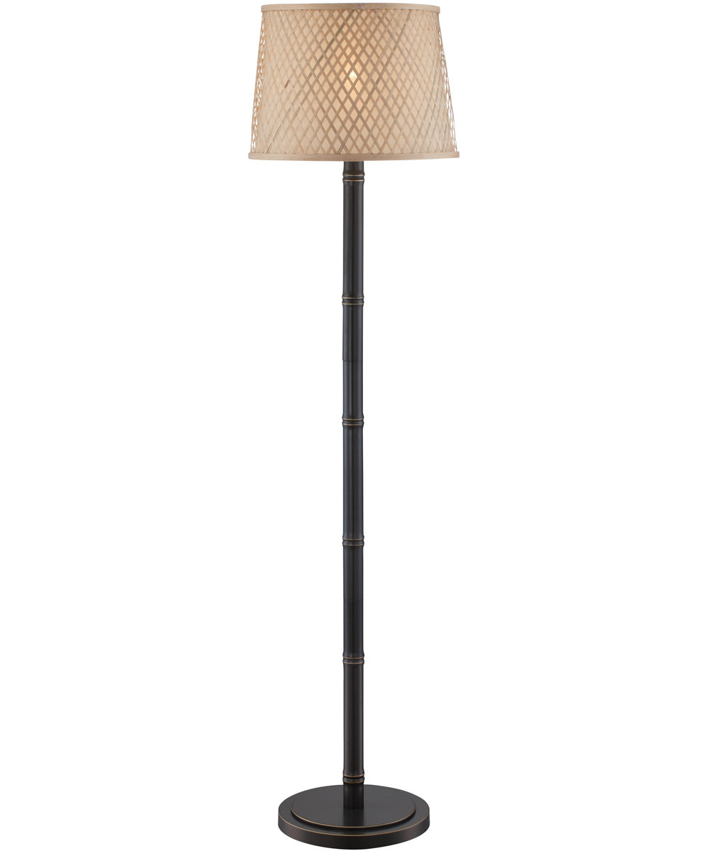 Tamarice 1-Light Floor Lamp Dark Bronze/Rattan Shade