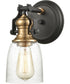 Chadwick 1-Light Vanity-Light Oil Rubbed Bronze/Satin Brass/Seedy Glass