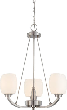 20"W Helium 3-Light Chandelier Brushed Nickel