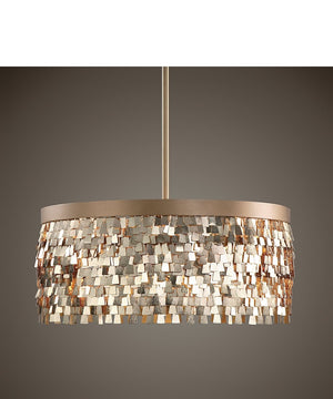 20"W Tillie 3 Light Textured Gold Pendant