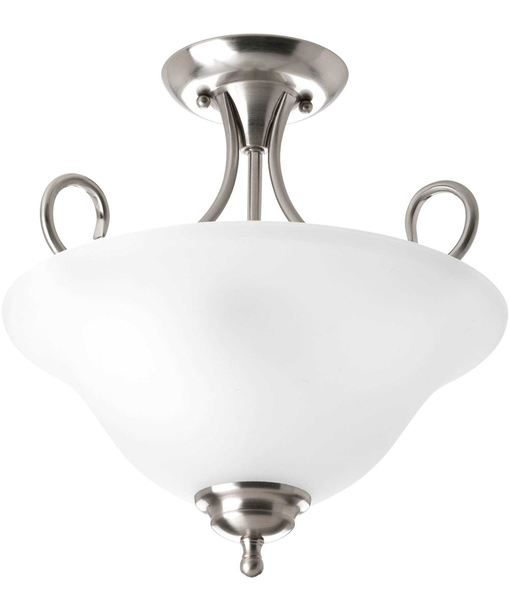 2-Light 13-1/4" Semi-Flush Brushed Nickel