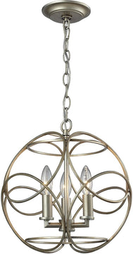 14"W Chandette 3-Light Pendant Aged Silver