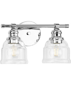 Ambrose 2-Light Farmhouse Clear Glass Bath Vanity Light Polished Chrome