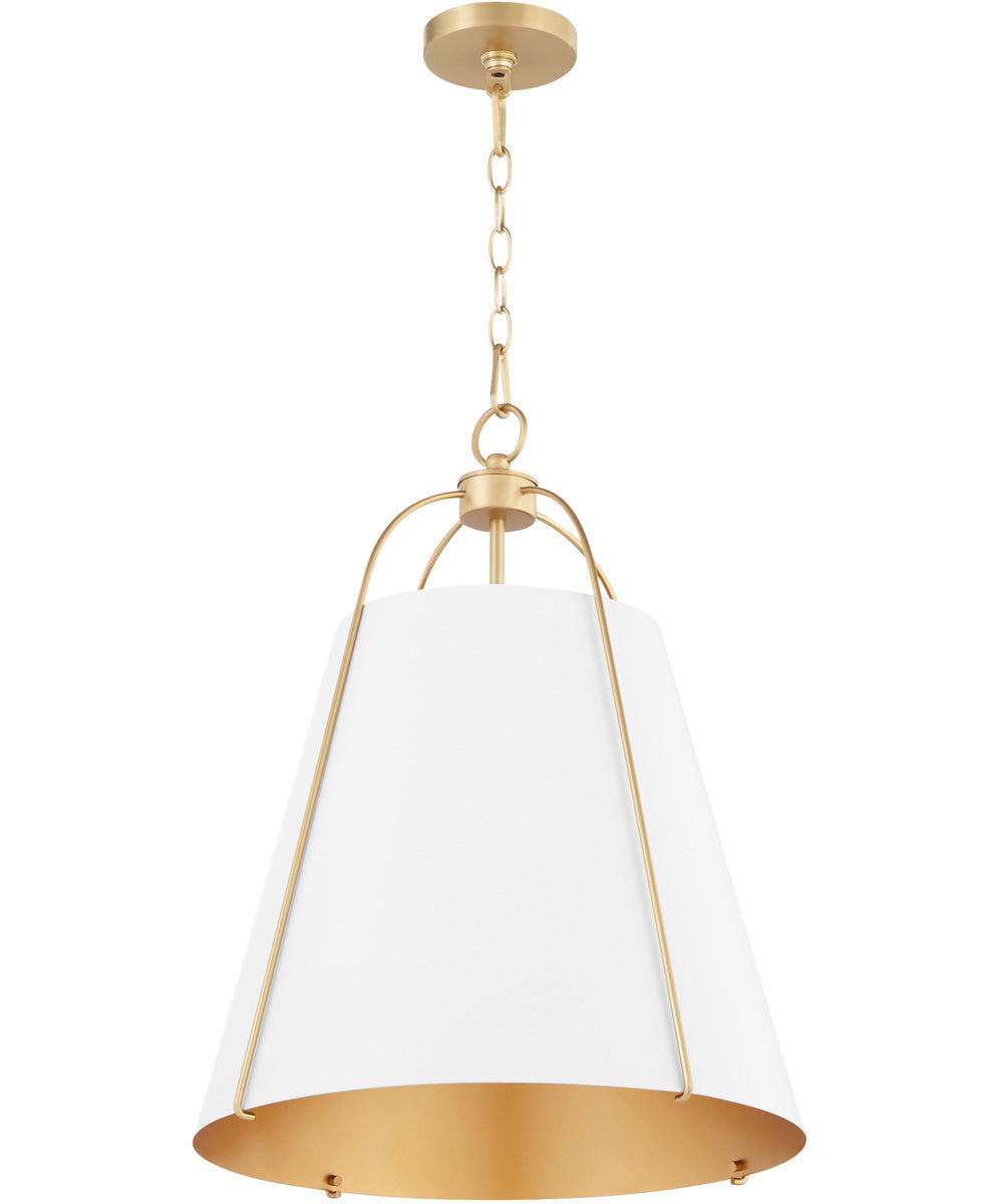 3-light Pendant Studio White w/ Aged Brass