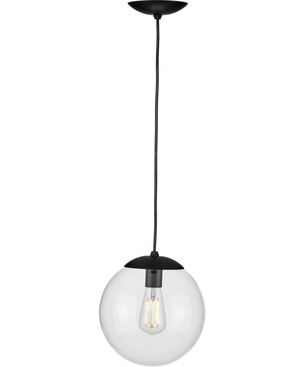 Atwell 10-inch Clear Glass Globe Medium Hanging Pendant Light Matte Black