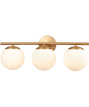 Hollywood Blvd. 3-Light Vanity-Light Satin Brass/Opal White Glass