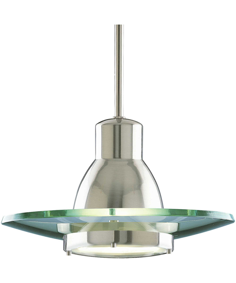 Modern Pendant 1-Light Clear Glass Mini-Pendant Light Brushed Nickel