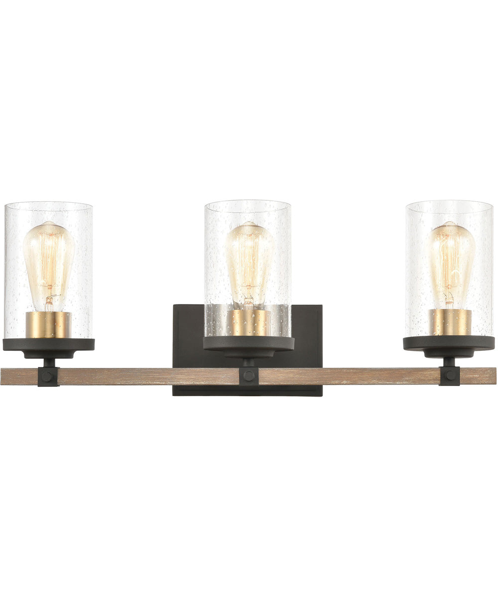 Geringer 3-Light Vanity-Light Charcoal/Beechwood/Seedy Glass