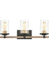 Geringer 3-Light Vanity-Light Charcoal/Beechwood/Seedy Glass