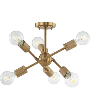 Module 6-Light semi flush mount  Burnished Brass