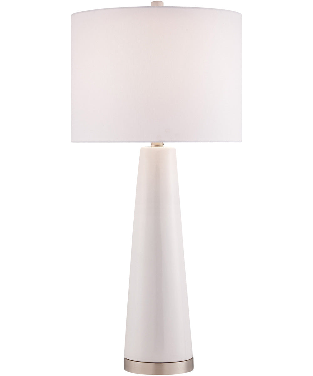 Tyrone 1-Light Table Lamp White Ceramichrome/ White Fabric Shade