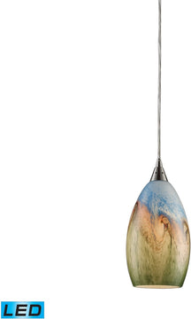 6"W Geologic 1-Light LED Pendant Satin Nickel/Multicolor Glass