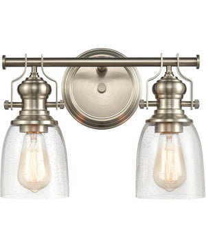 Chadwick 2-Light Vanity-Light Satin Nickel/Seedy Glass