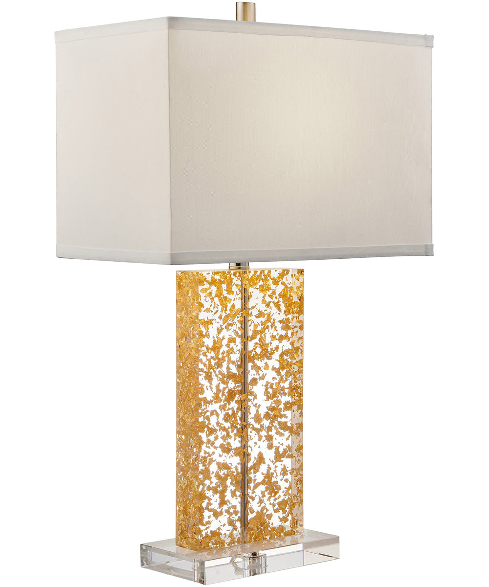 Glynnis 1-Light Table Lamp Gold Leaf/Clear/White Fabric Shade