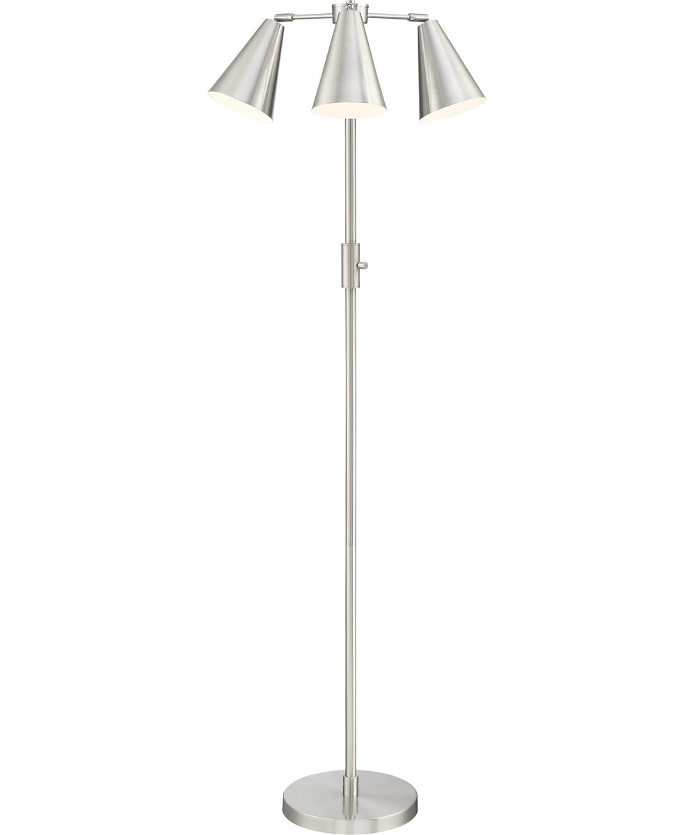 Tequisa 3-Light 3-Light Floor Lamp Brushed Nickel