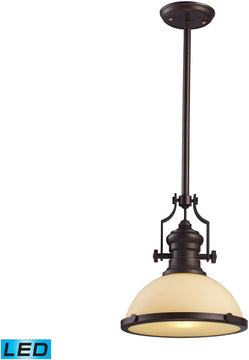 13"W Chadwick 1-Light LED Pendant Oiled Bronze/Amber Glass