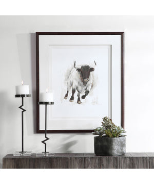 Rustic Bull Framed Animal Print